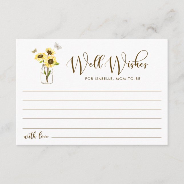 Sonnenblumen auf Mason Jar Brunnen will Mama sein Hinweiskarte (Vorderseite)