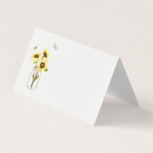 Sonnenblumen auf Mason Jar Platzkarte