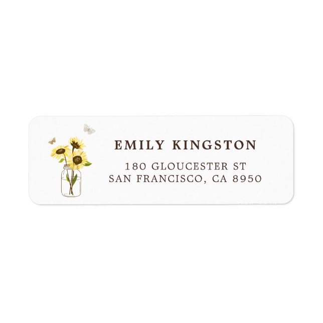 Sonnenblumen auf Mason Jar Whimsical Address Label (Vorne)