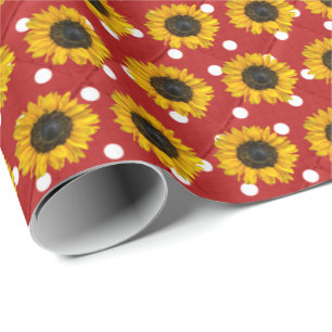 Sonnenblumen auf Polka-Punkten Geschenkpapier