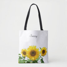 Sonnenblumen auf weißer Tragetasche