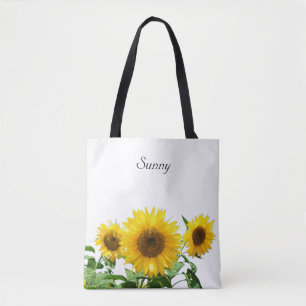 Sonnenblumen auf weißer Tragetasche