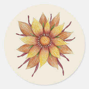 Sonnenblumen-Aufkleber (Bogen mit 20 Stück) Runder Aufkleber