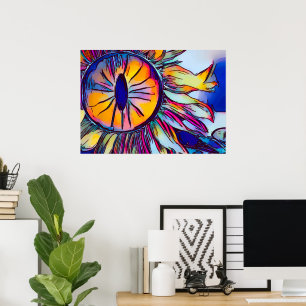 SONNENBLUMEN-AUGE ABSTRAKTE WANDKUNST LEBENDIG & POSTER