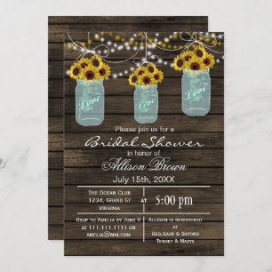 Sonnenblumen aus Barnholz, Marmelade rustikales Br Einladung