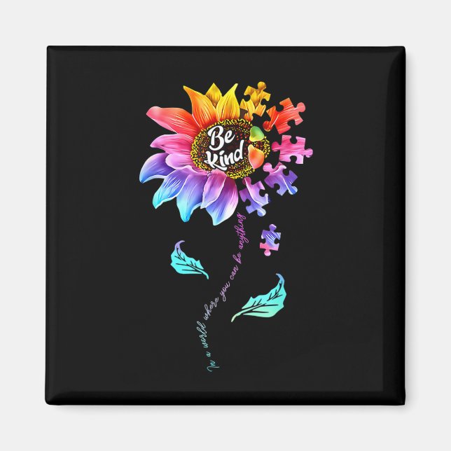Sonnenblumen Autismus Bewusstsein ist nett Puzzle  Magnet (Vorne)