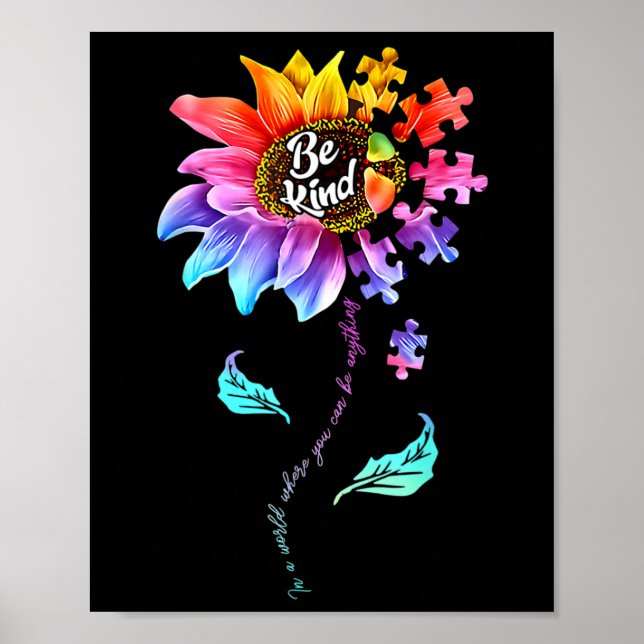 Sonnenblumen Autismus Bewusstsein ist nett Puzzle  Poster (Vorne)