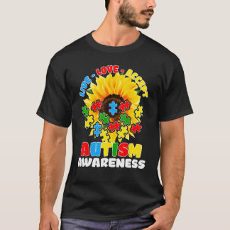 Sonnenblumen Autismus Bewusstsein Live Liebe Akzep T-Shirt