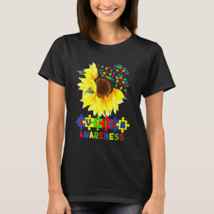 Sonnenblumen Autismus Puzzle Piece Cooles Bewussts T-Shirt