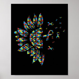Sonnenblumen Autismus Puzzle Piece Ribbon Coole Au Poster