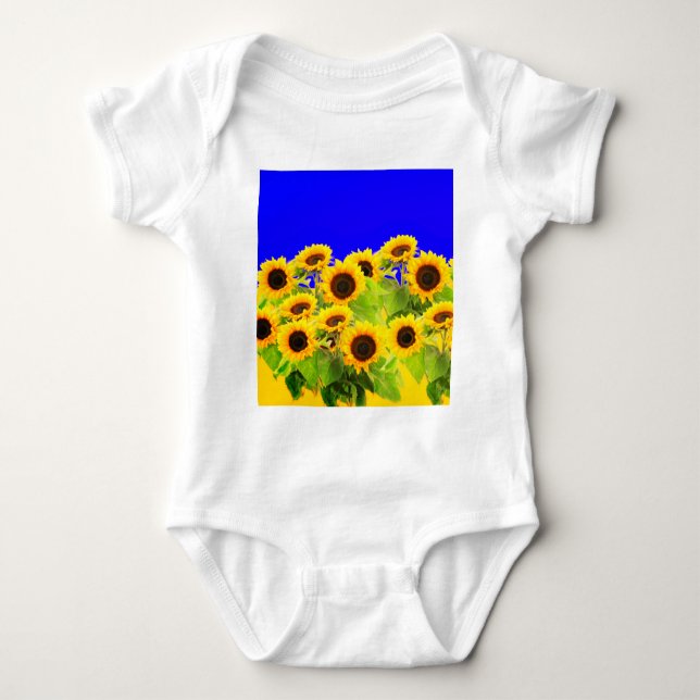 Sonnenblumen Baby Bodysuit Ukraine Flaggenfarben Baby Strampler (Vorderseite)