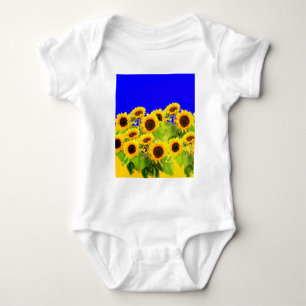 Sonnenblumen Baby Bodysuit Ukraine Flaggenfarben Strampler