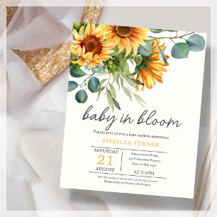 Sonnenblumen Baby Dusche Budget Einladung