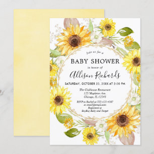 Sonnenblumen Baby Dusche Einladungen Aquarell
