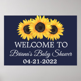 Sonnenblumen Baby Dusche Rustikale Marine Begrüßun Poster