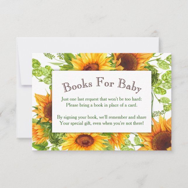 Sonnenblumen Baby Duwer Book Card Geschlecht neutr Einladung (Vorderseite)