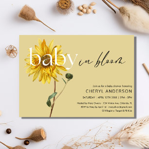 Sonnenblumen-Baby in Blüte Baby Shower Party Einladung