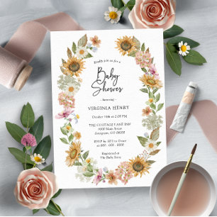 Sonnenblumen-Baby-Party Einladung