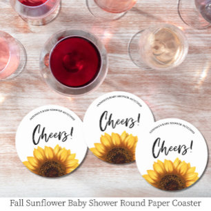 Sonnenblumen-Baby-Party im Herbst Runder Pappuntersetzer