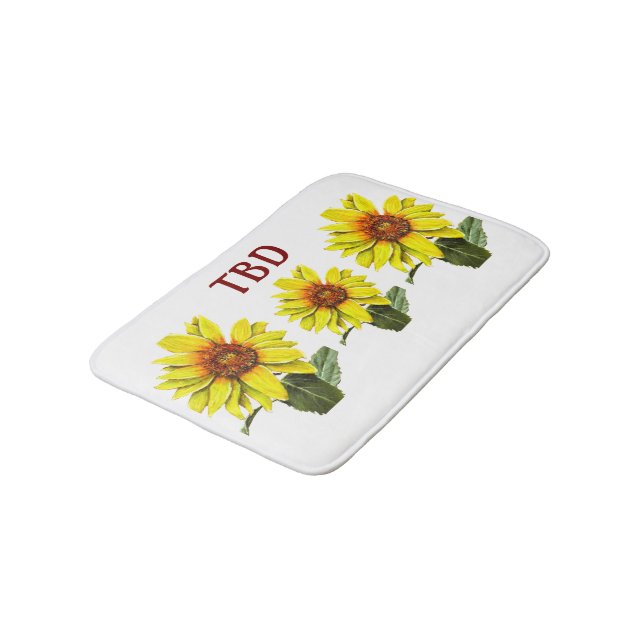 Sonnenblumen-Badezimmerläufer Badematte (Schrägansicht)
