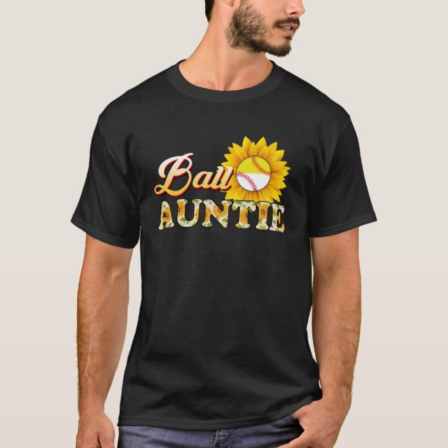 Sonnenblumen Ball Tante Softball Baseball für Frau T-Shirt (Vorderseite)