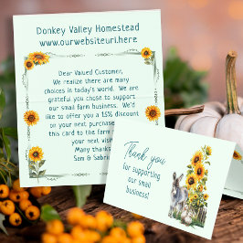 Sonnenblumen Bauernmarkt Gefaltete Kunden Danksagu Visitenkarten