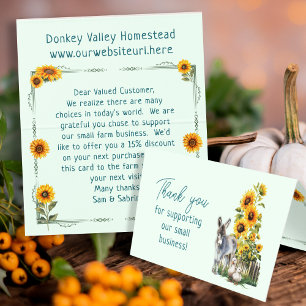 Sonnenblumen Bauernmarkt Gefaltete Kunden Danksagu Visitenkarten