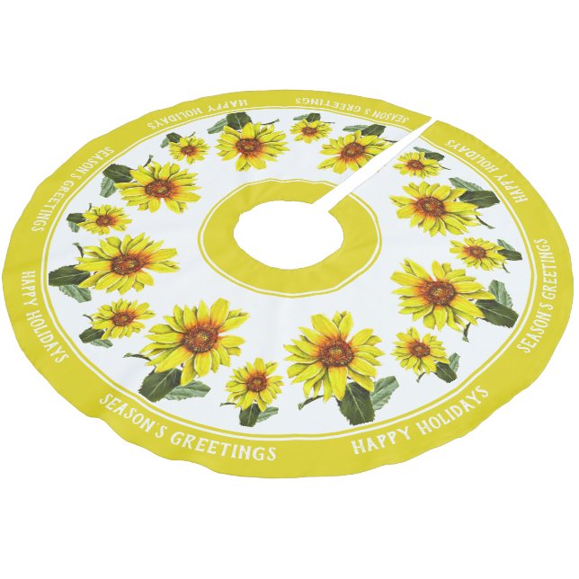 Sonnenblumen-Baumskirt Polyester Weihnachtsbaumdecke (Schrägansicht)