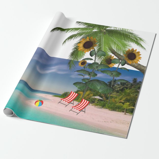 Sonnenblumen Beach Matt Wrapping Paper Geschenkpapier (Ungerollt)