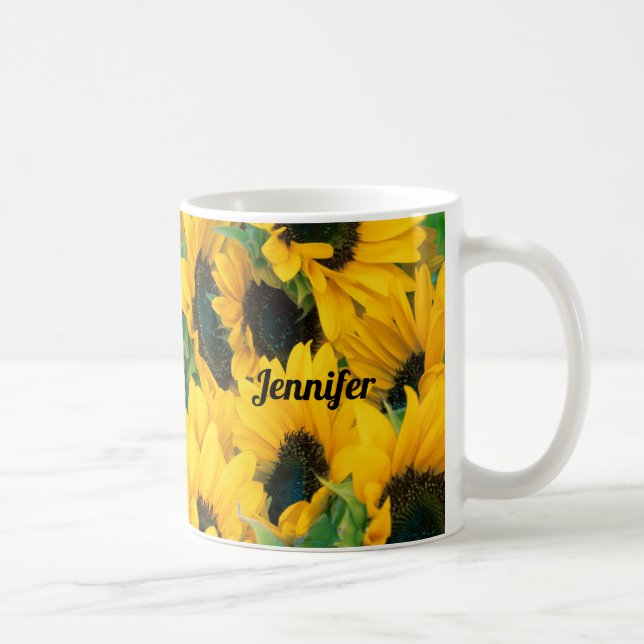 Sonnenblumen Beautiful Foto Blume Field Monogram Kaffeetasse (Rechts)
