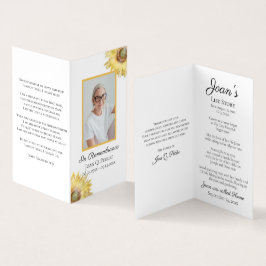 Sonnenblumen Beerdigungsgebet Visitenkarten