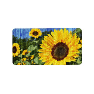 Sonnenblumen bemalt Zaun Adressaufkleber