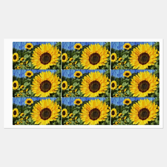 Sonnenblumen bemalt Zaun Etiketten (Blatt)