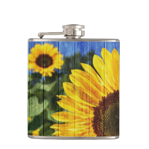 Sonnenblumen bemalt Zaun Flachmann