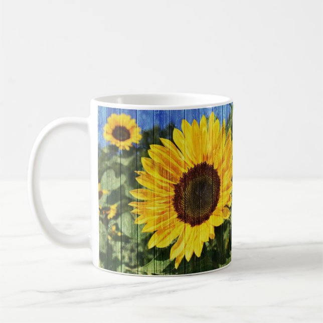 Sonnenblumen bemalt Zaun Kaffeetasse (Links)