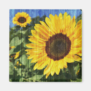 Sonnenblumen bemalt Zaun Magnet