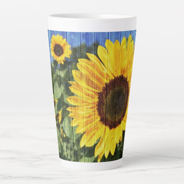 Sonnenblumen bemalt Zaun Milchtasse (Vorderseite)
