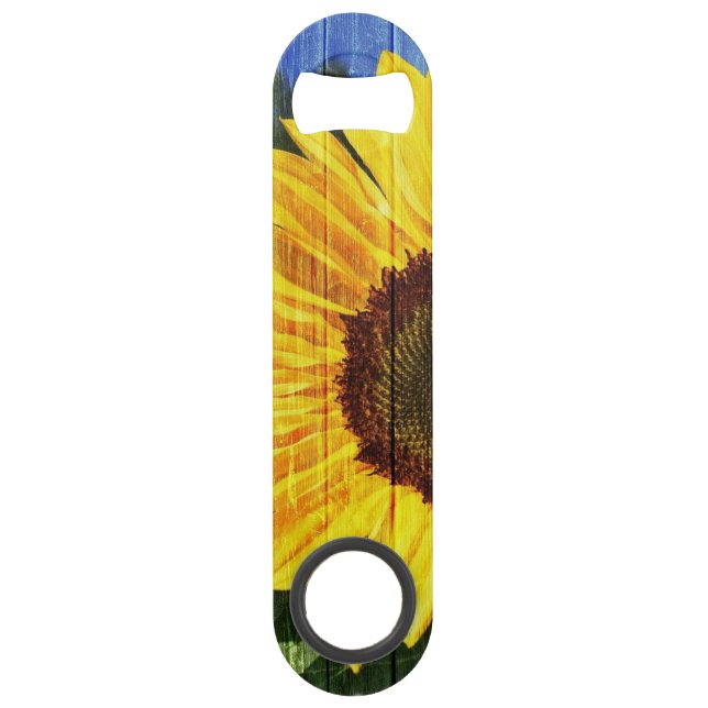 Sonnenblumen bemalt Zaun Speed Flaschenöffner (Vorderseite)