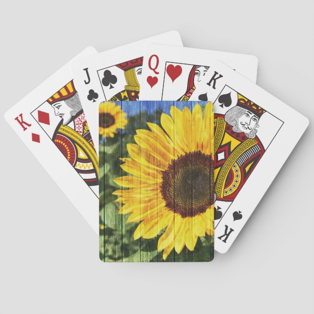 Sonnenblumen bemalt Zaun Spielkarten (Rückseite)
