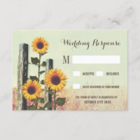 Sonnenblumen bepflanzte Zaun Post Hochzeit RSVP-Ka