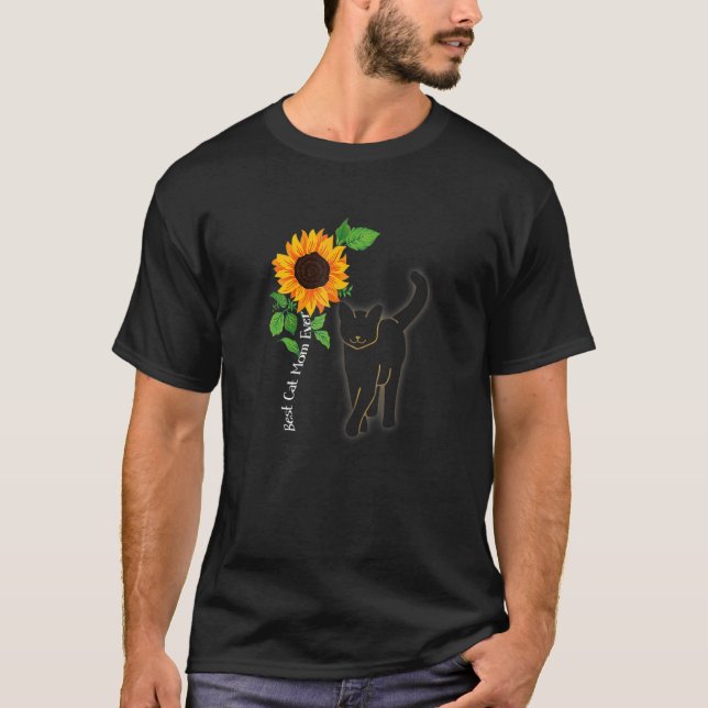 Sonnenblumen Beste Katze Mama Ever Feline Whispere T-Shirt (Vorderseite)