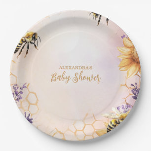 Sonnenblumen-Biene-Baby-Shower-Mommy-To-Bee-Baby-S Pappteller