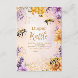 Sonnenblumen-Bienen-Baby-Shower-Windel-Raffel Begleitkarte
