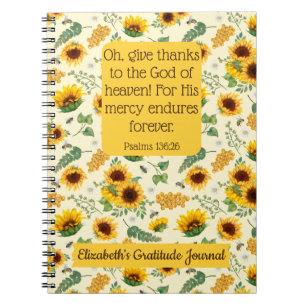 Sonnenblumen Bienen Custom Bible Verse Christliche Notizblock