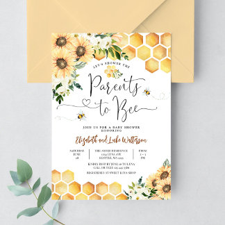 Sonnenblumen-Bienen-Eltern zur Bienen-Baby-Party Einladung