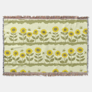 Sonnenblumen, Bienen, niedliche nahtlose Muster. Decke