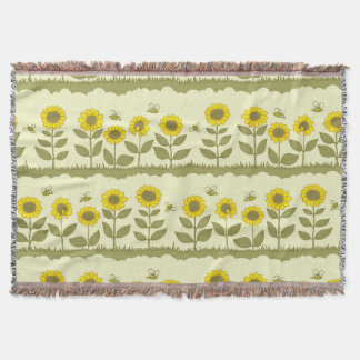 Sonnenblumen, Bienen, niedliche nahtlose Muster. Decke