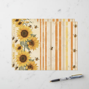 Sonnenblumen Bienen Vintage Scrapbook Journal Papi