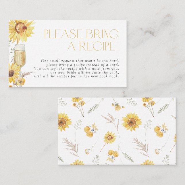Sonnenblumen Bitte bringen Sie eine Rezept-Umschli Begleitkarte (Vorne/Hinten)