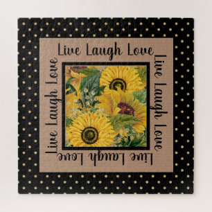 Sonnenblumen Black Gold Polka Dot Live Lagh Liebe Puzzle